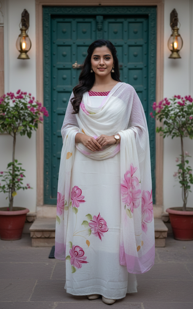 gulnaar ivory floral suit set gulnaar ivory floral suit set