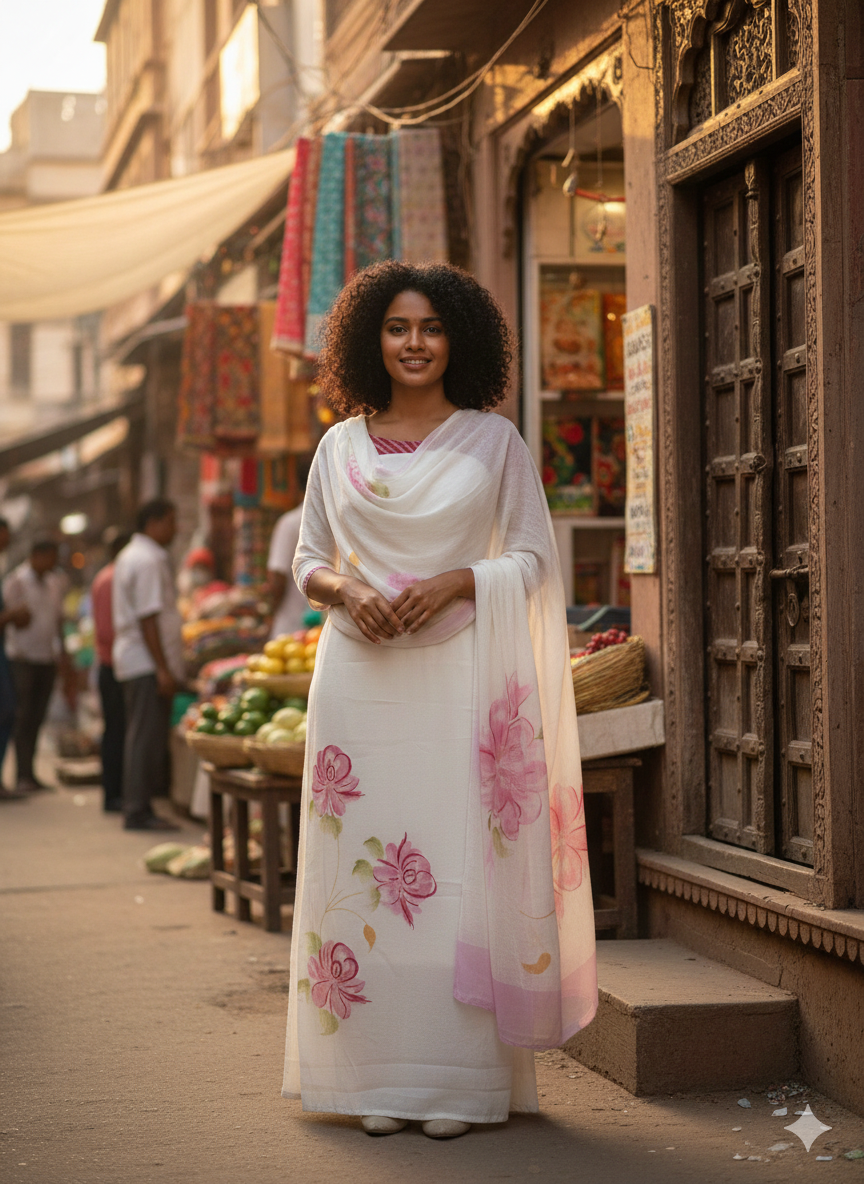 gulnaar ivory floral suit set gulnaar ivory floral suit set