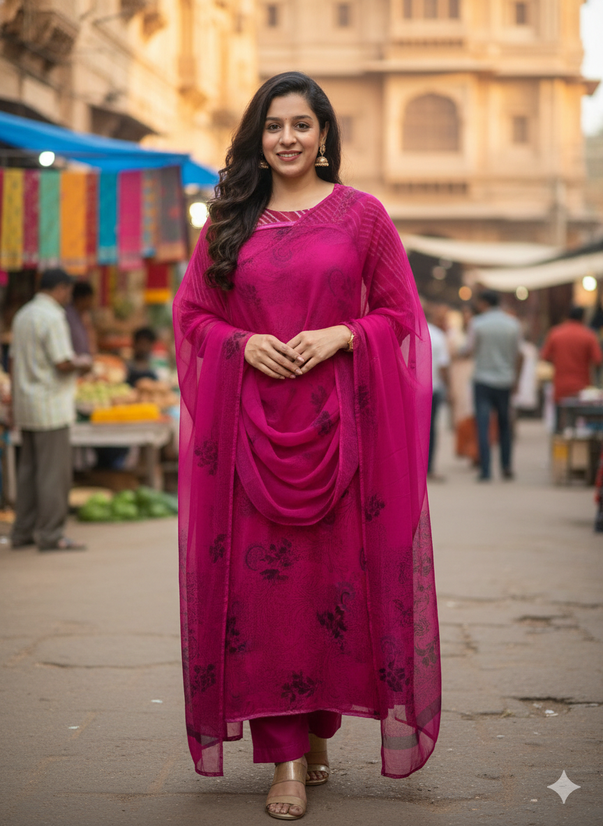 rani pink floral summer suit set rani pink floral summer suit set