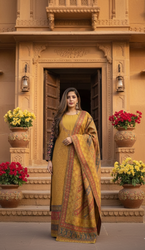 mustard kashmiri inspired winter suit set mustard kashmiri inspired winter suit set