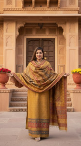 Landing Page mustard kashmiri inspired winter suit set