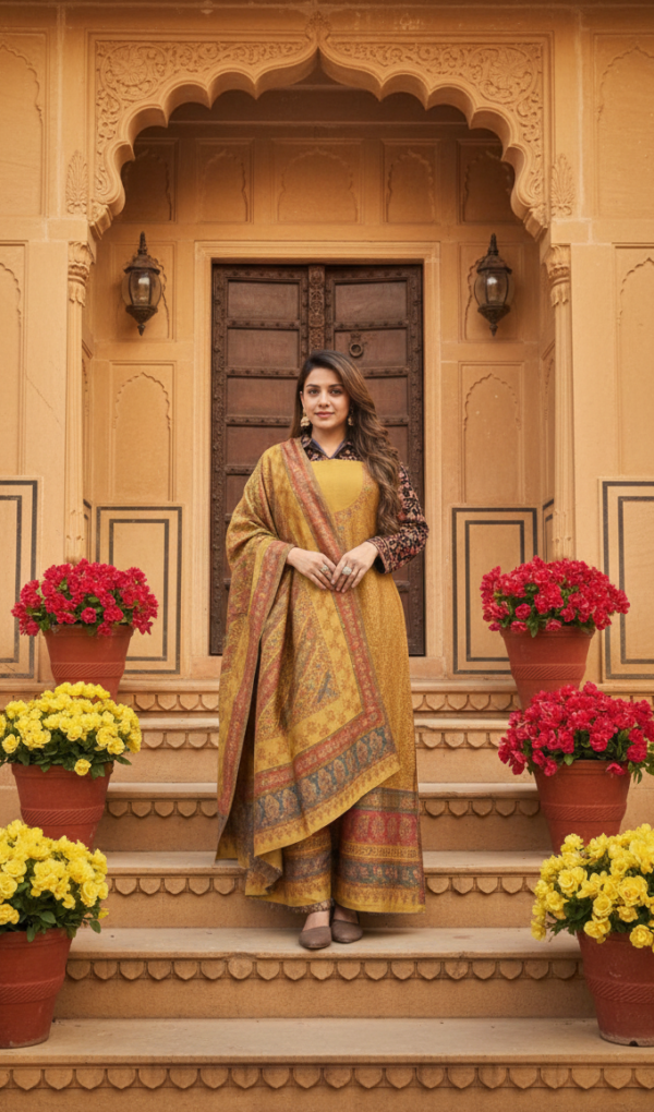 mustard kashmiri inspired winter suit set mustard kashmiri inspired winter suit set