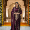 Wine Velvet Embroidered Winter Suit Set Wine Velvet Embroidered Winter Suit Set