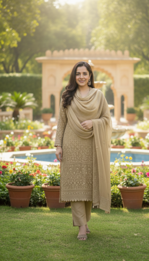 noor beige embroidered suit set