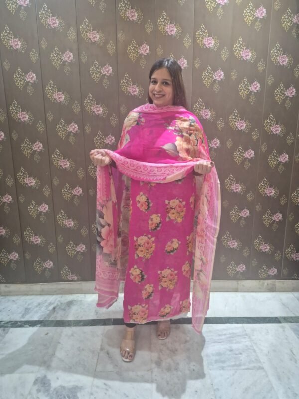 houseofkaur.in pink floral suit set with dupatta