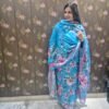 blue floral printed suit set with dupatta
