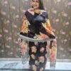 black floral printed suit set with dupatta for women