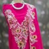 rani pink modal embroidered suit set with dupatta