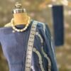 jamdani linen embroidered suit set with dupatta