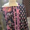 black floral cotton suit set for women with printed dupatta | elegant designer ethnic wear | house of kaur Black floral printed cotton salwar suit with dupatta displayed on mannequin, elegant ethnic wear for women by House of Kaur