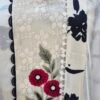 off white floral printed suit set with black dupatta & embroidered panel off white floral printed suit set with black dupatta & embroidered panel