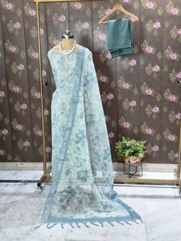 sage green linen cotton suit set for women | pastel designer ethnic wear – house of kaur sage green linen cotton suit set for women | pastel designer ethnic wear – house of kaur