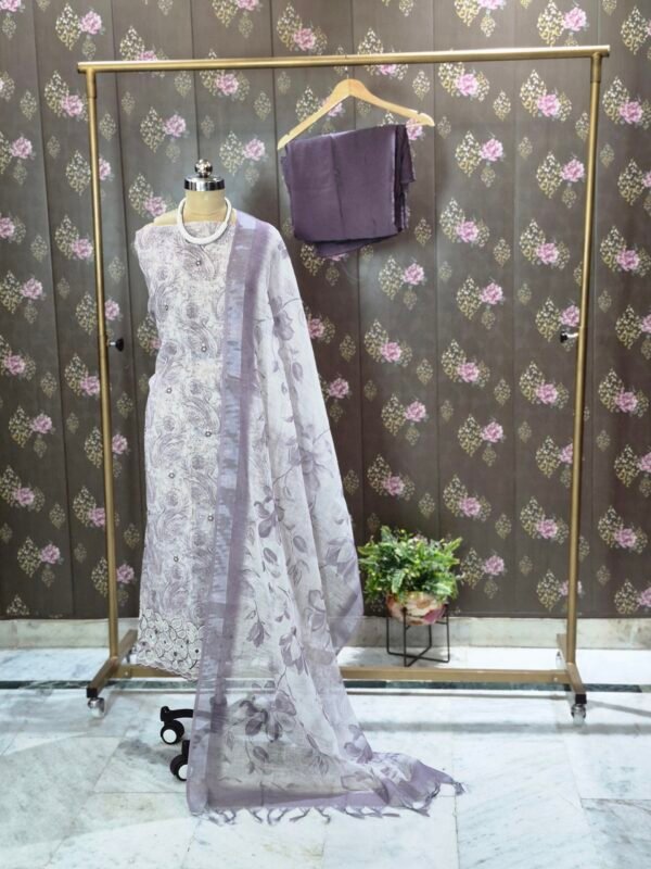 lavender linen cotton suit set for women | pastel designer ethnic wear – house of kaur