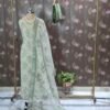 sage green linen cotton suit set for women | pastel designer ethnic wear – house of kaur