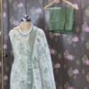 sage green linen cotton suit set for women | pastel designer ethnic wear – house of kaur