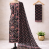black floral cotton suit set for women with printed dupatta | elegant designer ethnic wear | house of kaur Black floral printed cotton salwar suit with dupatta displayed on mannequin, elegant ethnic wear for women by House of Kaur