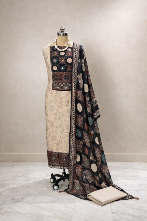 midnight heritage muslin suit set for women | premium designer ethnic wear – house of kaur