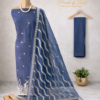 jamdani linen embroidered suit set with dupatta