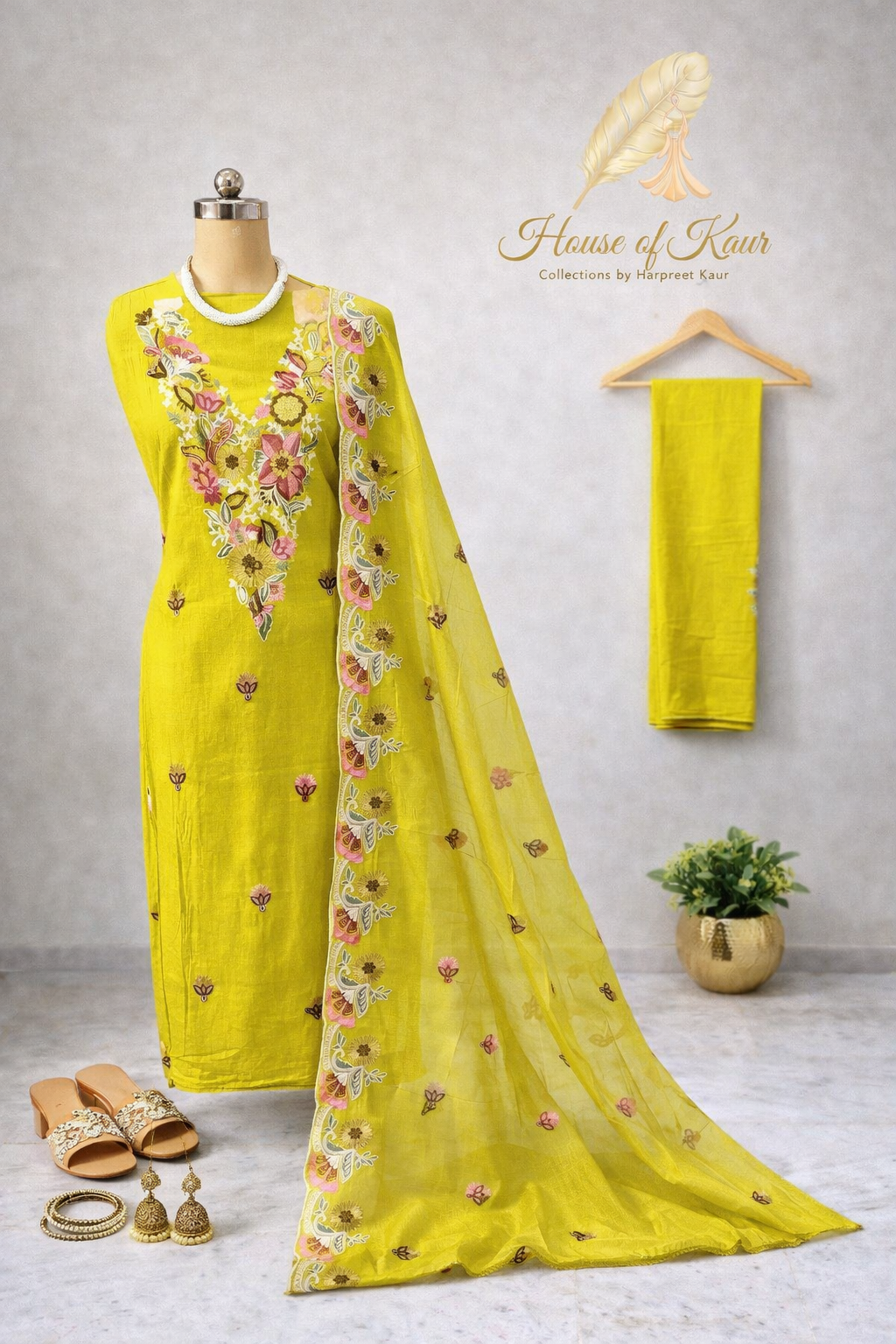 houseofkaur.in Modal-Embroidered-Suit-Set-with-Dupatta