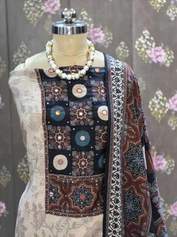 midnight heritage muslin suit set for women | premium designer ethnic wear – house of kaur