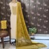 elegant mustard cotton suit set with soft muslin dupatta