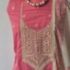 pink pure cotton chikankari suit set with embroidered neck & dupatta