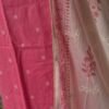 pink pure cotton chikankari suit set with embroidered neck & dupatta