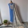 pure cotton chikankari suit set with embroidered neck & chikankari dupatta