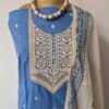 pure cotton chikankari suit set with embroidered neck & chikankari dupatta