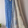 pure cotton chikankari suit set with embroidered neck & chikankari dupatta