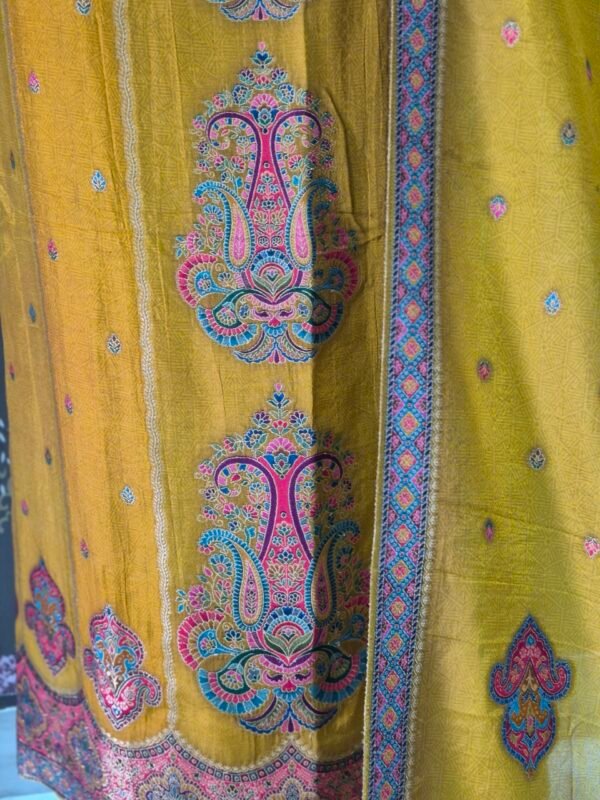 mustard tussar silk suit set with self weaving dupatta & shantoon bottom mustard tussar silk suit set with self weaving dupatta & shantoon bottom