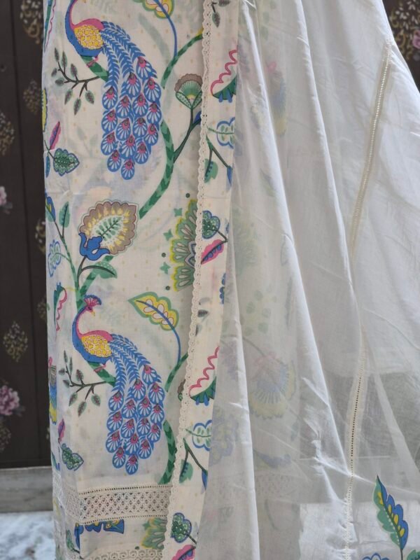 boutique style pure cotton suit set with lace work & designer dupatta
