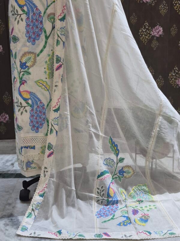 boutique style pure cotton suit set with lace work & designer dupatta