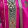 premium pink tussar silk suit set with self weaving dupatta & shantoon bottom