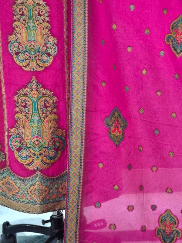 premium pink tussar silk suit set with self weaving dupatta & shantoon bottom