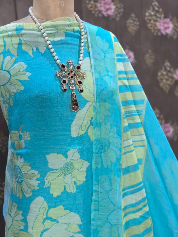 aqua blue burberry cotton suit set with floral print dupatta | soft summer kurta set aqua blue burberry cotton suit set with floral print dupatta | soft summer kurta set