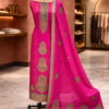 premium pink tussar silk suit set with self weaving dupatta & shantoon bottom