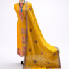 mustard tussar silk suit set with self weaving dupatta & shantoon bottom
