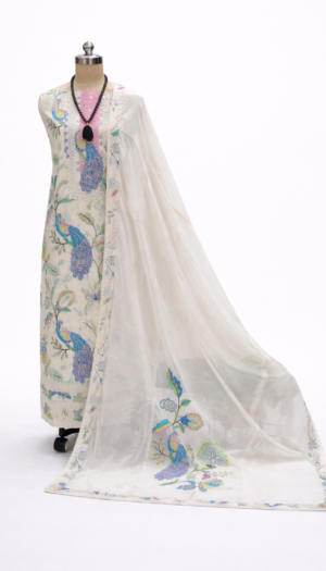 boutique style pure cotton suit set with lace work & designer dupatta