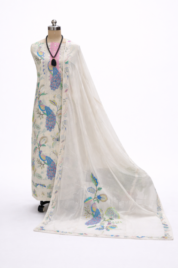 boutique style pure cotton suit set with lace work & designer dupatta