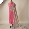 pure cotton chikankari suit set with embroidered neck & chikankari dupatta