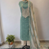 pure cotton chikankari suit set with embroidered neck & chikankari dupatta