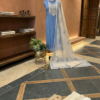 pure cotton chikankari suit set with embroidered neck & chikankari dupatta
