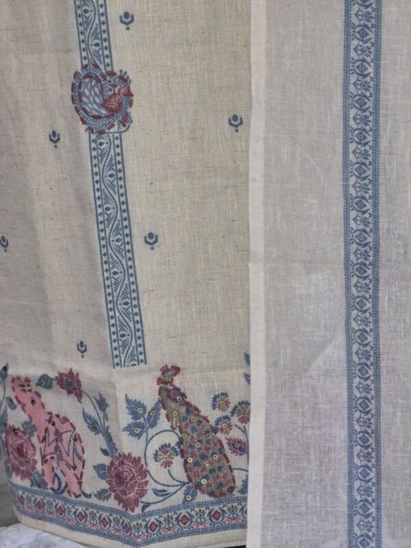 ivory cotton suit set with thread work & self woven dupatta | house of kaur
